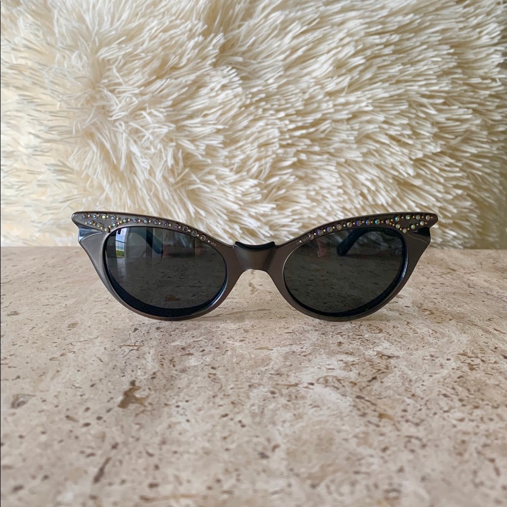 Vintage Italy CatEye Rhinestone Polarized Sunglass
